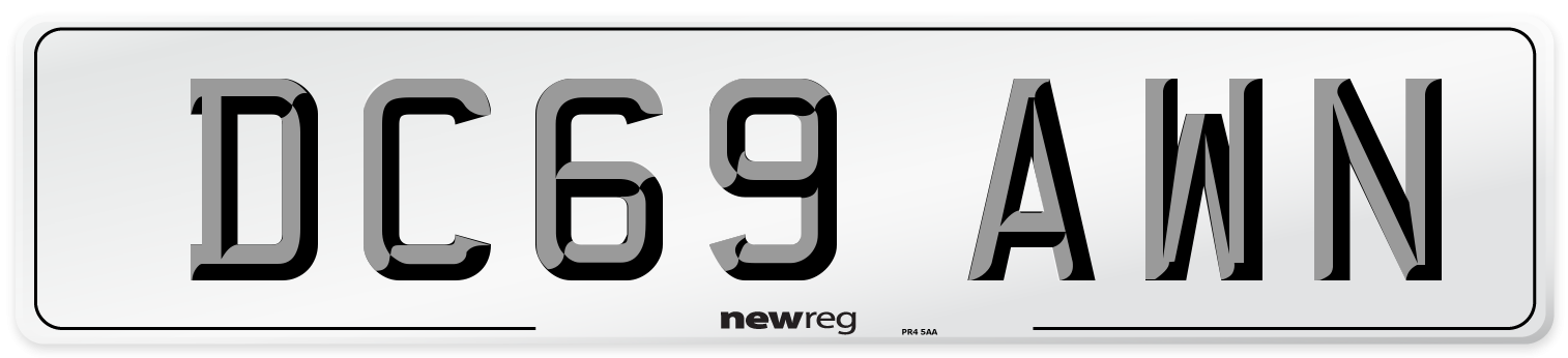 DC69 AWN Number Plate from New Reg